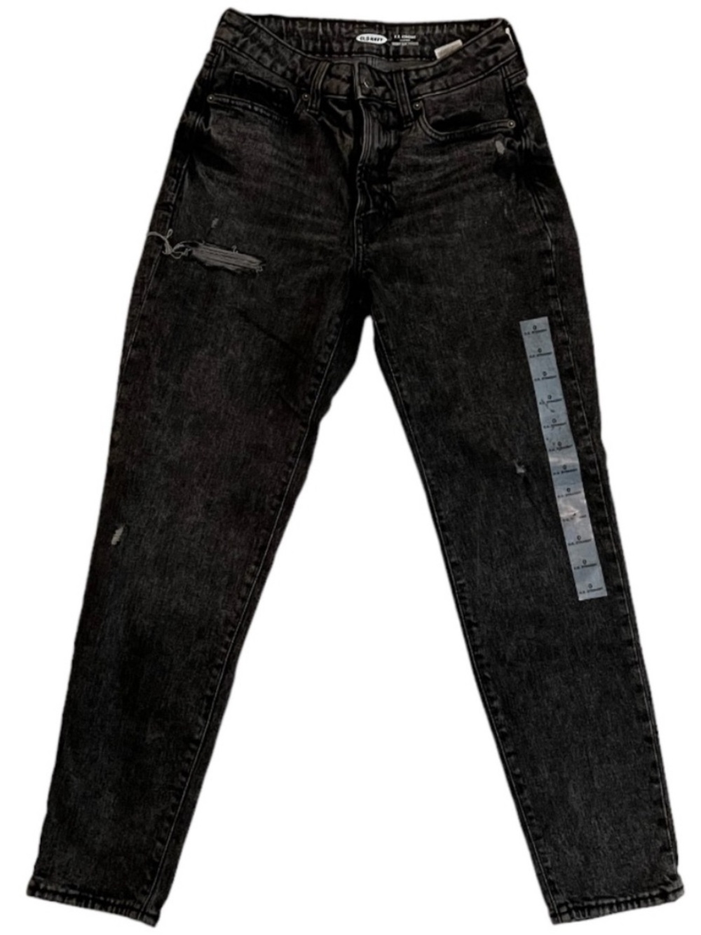 Old Navy Black Straight-Leg Jeans with Subtle Distress